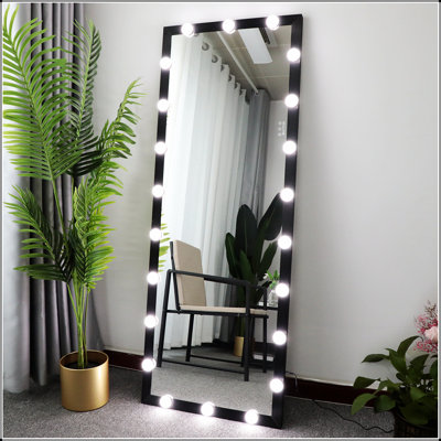 Hollywood Style Full Length Vanity Mirror With LED Light Bulbs For Bedroom, Hotel, And Dressing Room Use