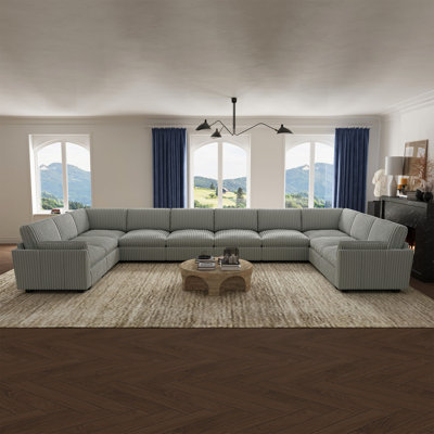 Knaack Oversized 200.8'' Wide U-Shaped Livingroom Couch & Plush Wide Corduroy Sectional Sofa With Detachable Back & Seat Cushions