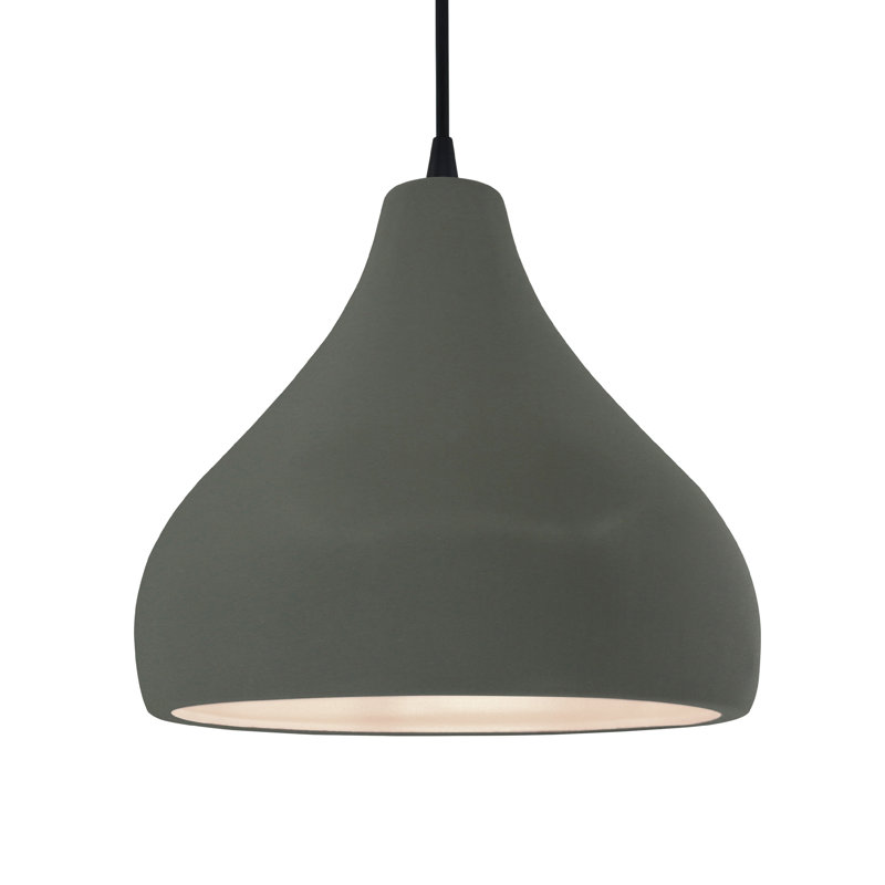 Luminaire suspendu à 1 lumière Meydan, H 9,5 po x l 13,5 po x P 13,5 po, Étain, vert, Noir mat