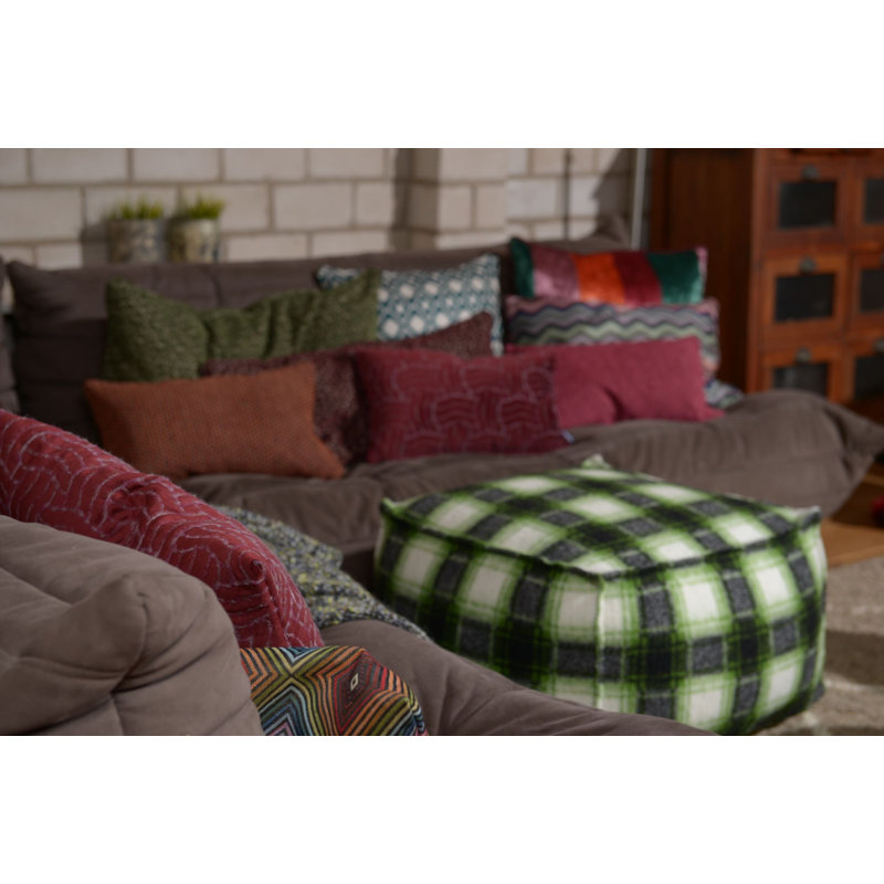 Peru Geometric Square Cushion, Light grey/White