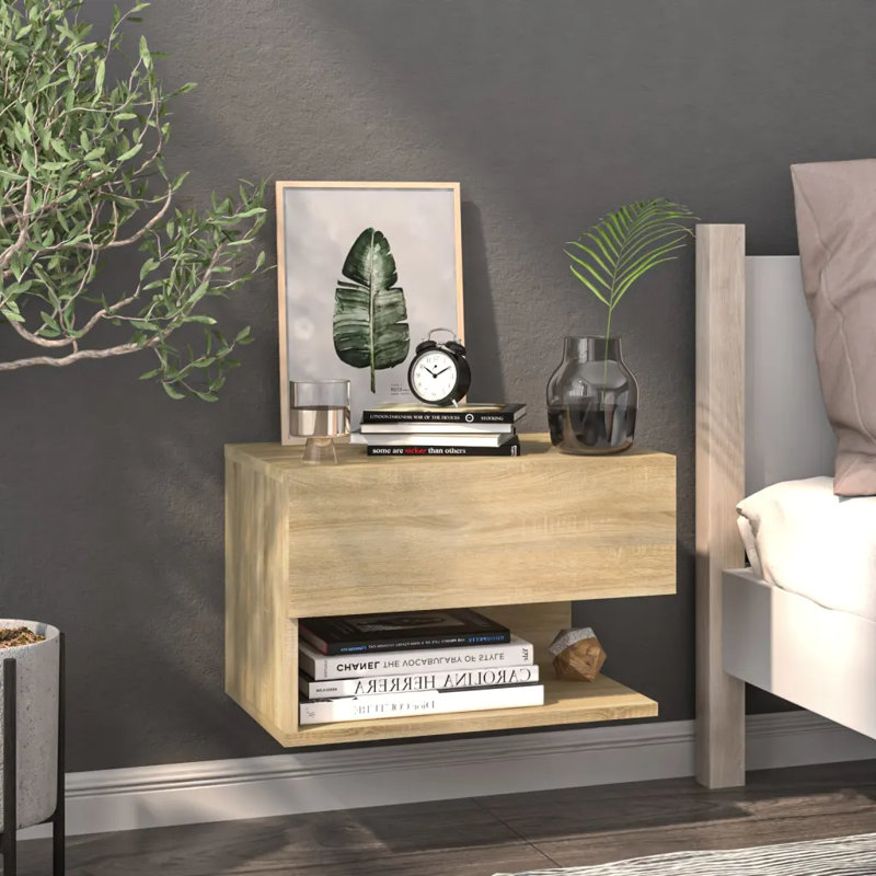 Armoire de chevet flottante vidaXL, Chêne Sonoma, Ensemble de 2