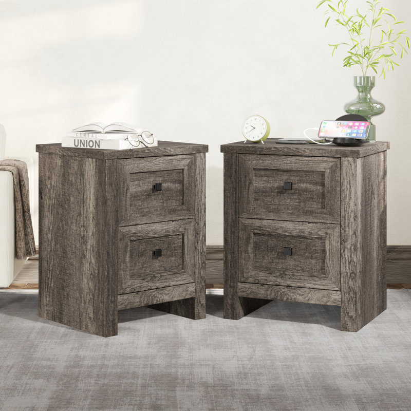 Table de chevet Arlina, Gris rustique