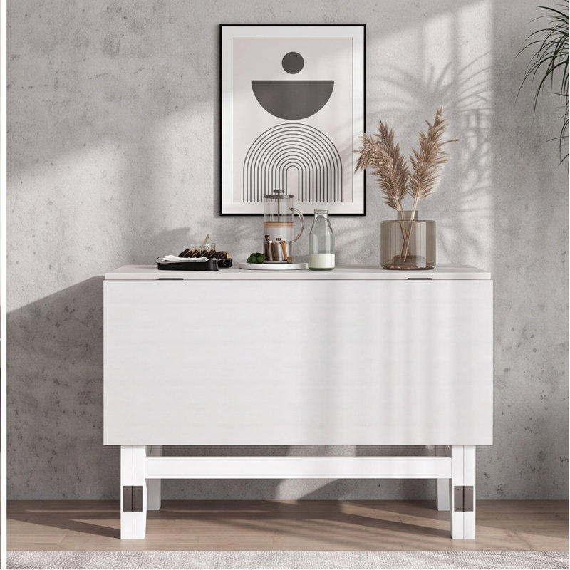Table de salle à manger extensible avec abattant en bois massif de 47 po x 18 à 36 po x 30 po Topmax
