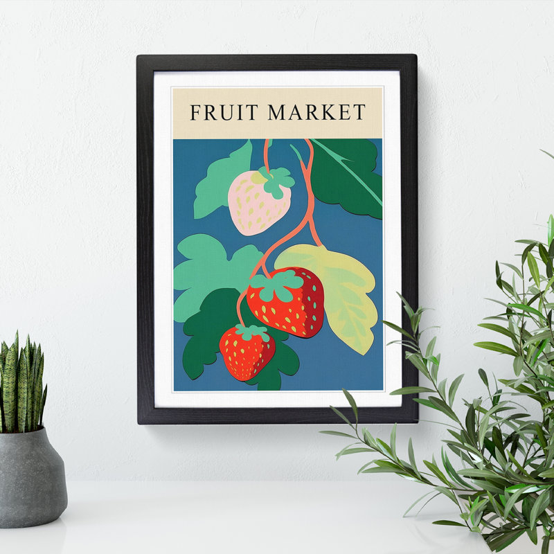 Strawberry Fruit Market Exhibition Vol.4 1 Piece Single Picture Frame Wall Art, 34cm H x 25cm W x 2cm D