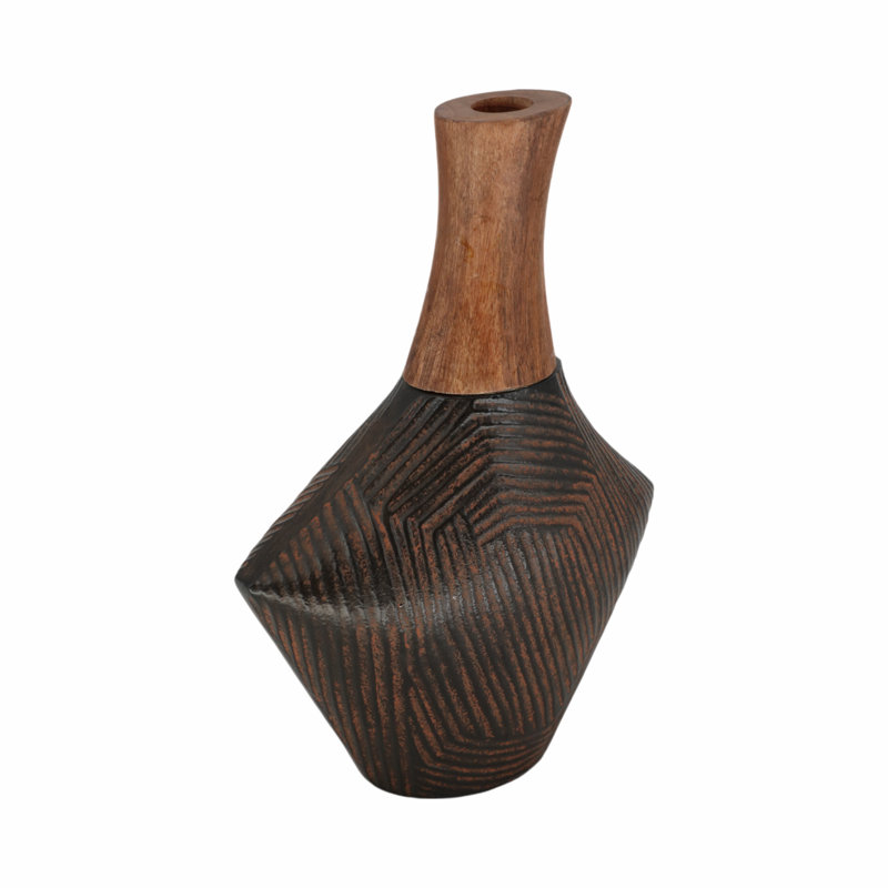 Kenai Handmade Wood Table Vase, 12"H x 9"W x 5"D