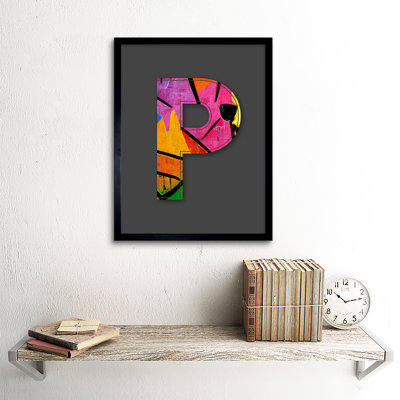 Letter P Neon Multicoloured Abstract - Single Picture Frame Print
