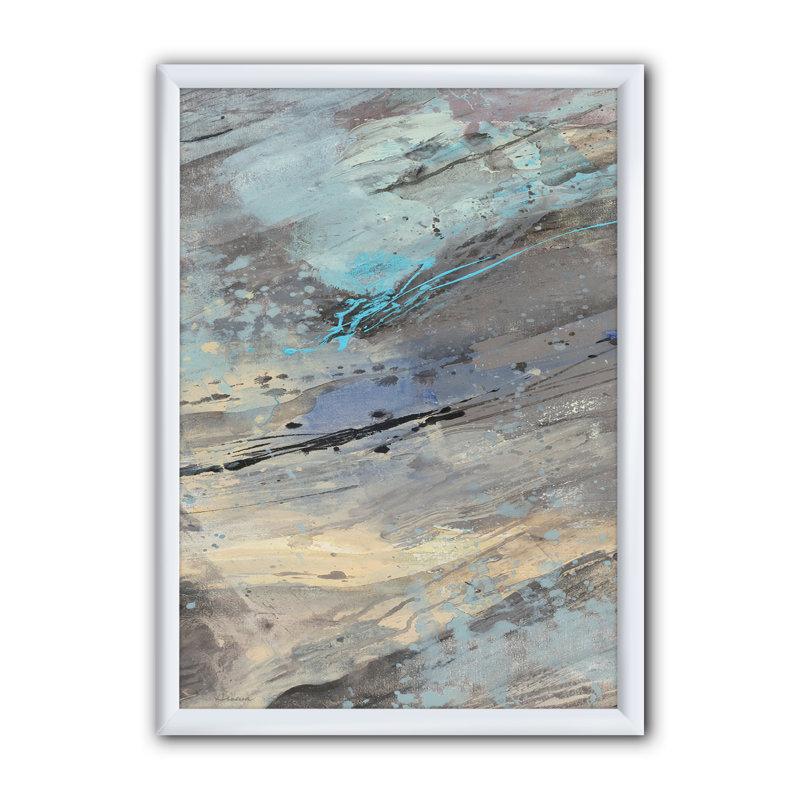 « rock », panneau bleu, reproduction d’art sur toile, Cadre blanc, H 20 po x l 12 po x P 1po