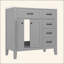 Meuble-lavabo 36 po avec lavabo, armoire de salle de bain grise avec tiroirs, structure solide et panneau de fibres à densité moyenne