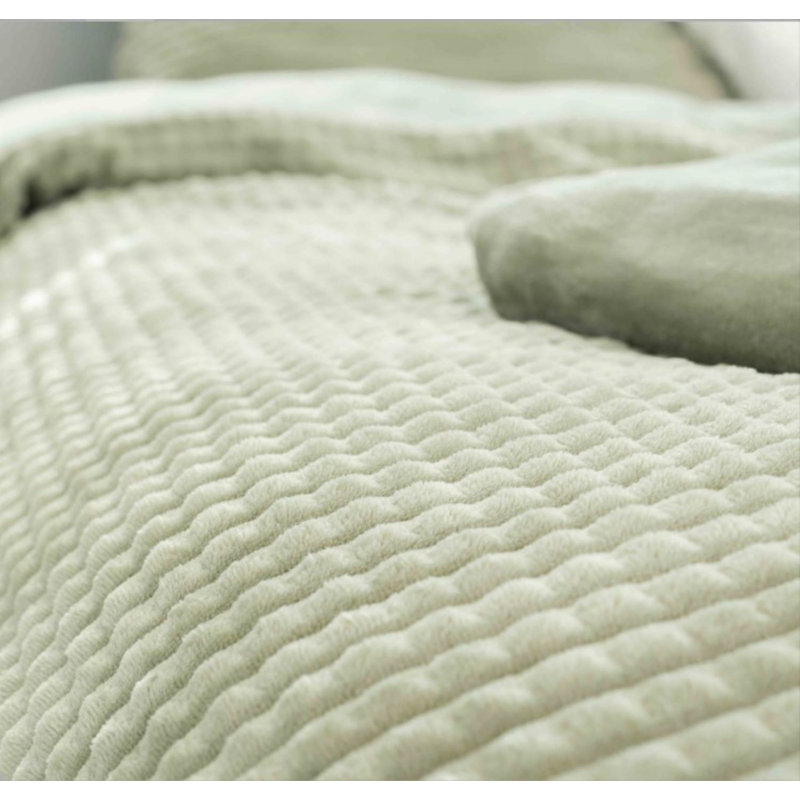 Kord Diamant Microfiber Duvet Cover Set Set, 2 135 x200cm Duvet Cover + 2 Pillowcases 80 x 80cm, Green