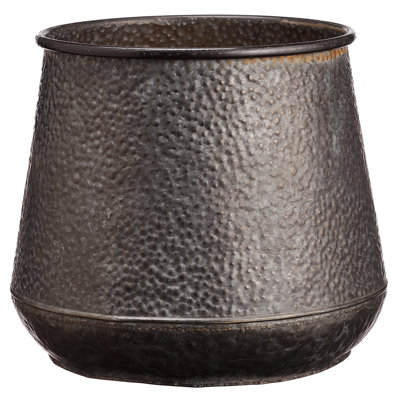 14"HX14.5"D TIN PLANTER GY