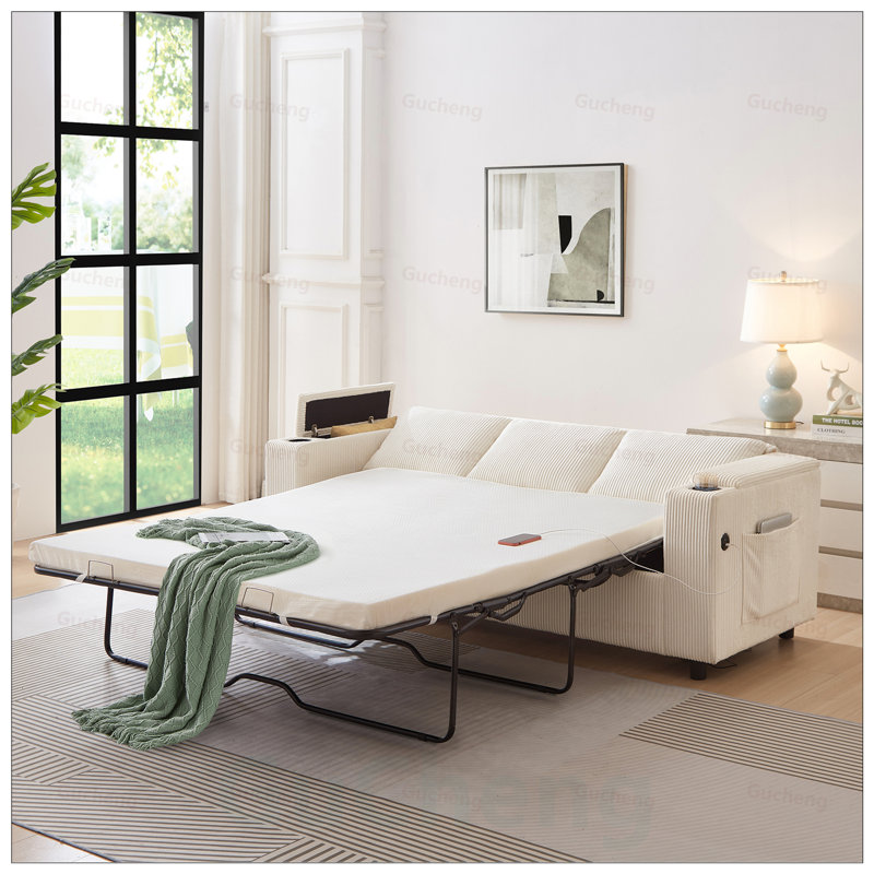 Grand canapé-lit avec matelas, grand canapé-lit escamotable pour le salon et les petits espaces, conception convertible 2-en-1