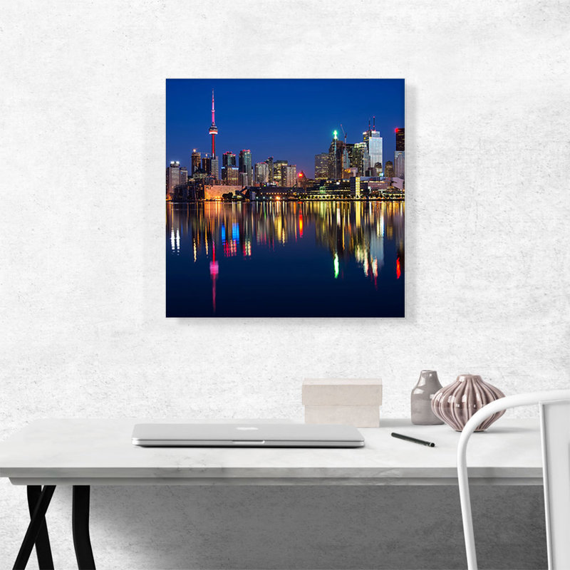 «Toronto Canada Skyline Night View», reproduction de photo sur toile tendue, H 18 po x l 18 po x P 0,75 po