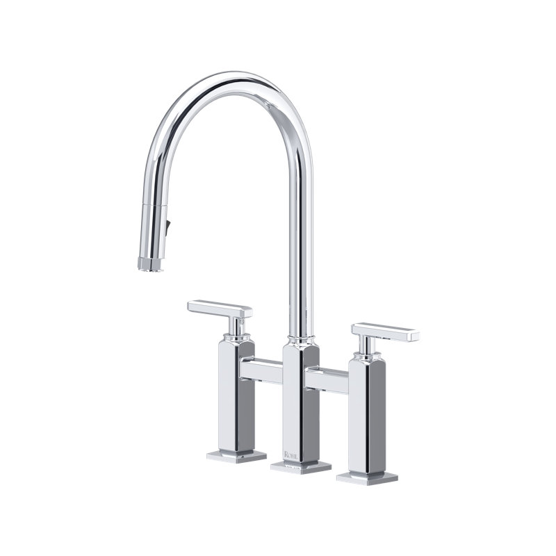 Apothecary Bridge Pull-Down Kitchen Faucet With C-Spout, Polished Chrome