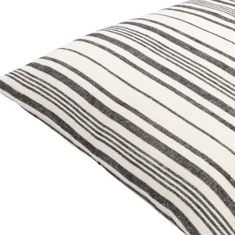 Linen Stripe Buttoned Pillow Cover 2 Throw, 18" x 18"