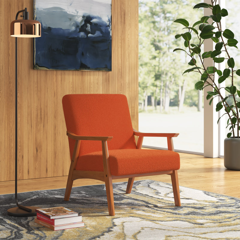 Fauteuil l 27,6 po Brimer, Fausse fourrure orange