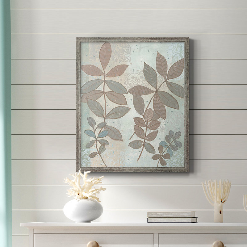Toile à grappes de feuilles de qualité supérieure I - prête à être accrochée, Cadre d'angle fermé patiné, H 24 po x l 20 po