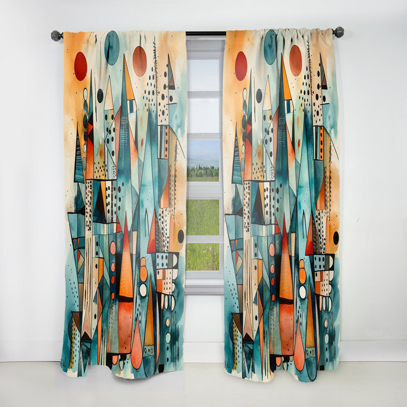 Maegan - Joyful Geometric I - Rideau moderne - Velours obscurcissant - 1 panneau, L 52 po x L 63 po