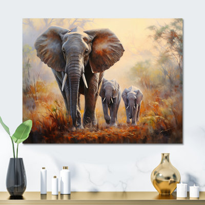 Elephant Family Guardianship - Animals Metal Wall Art Prints
