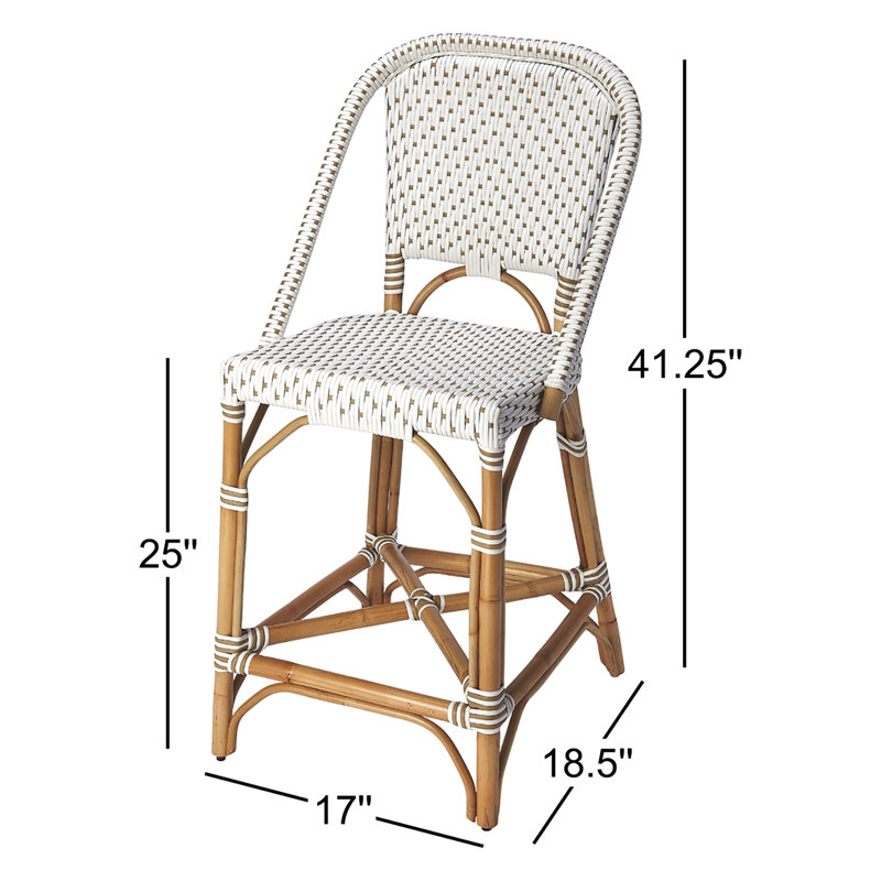 Solstice Rattan 25" Counter Stool, White/Tan