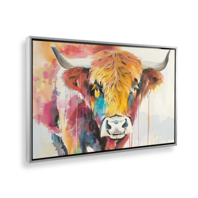 Highland peint, Impression encadrée sans passe-partout, H 21 po x l 31 po, Chrome poli