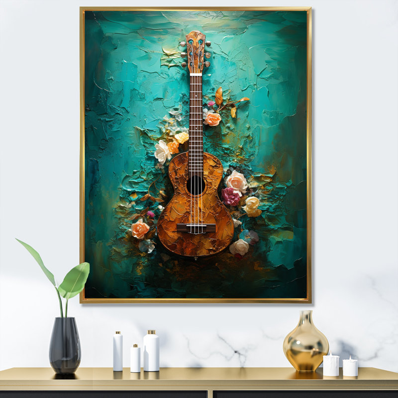 Guitare tropicale euphonique, Cadre photo noir, H 44 po x l 34 po