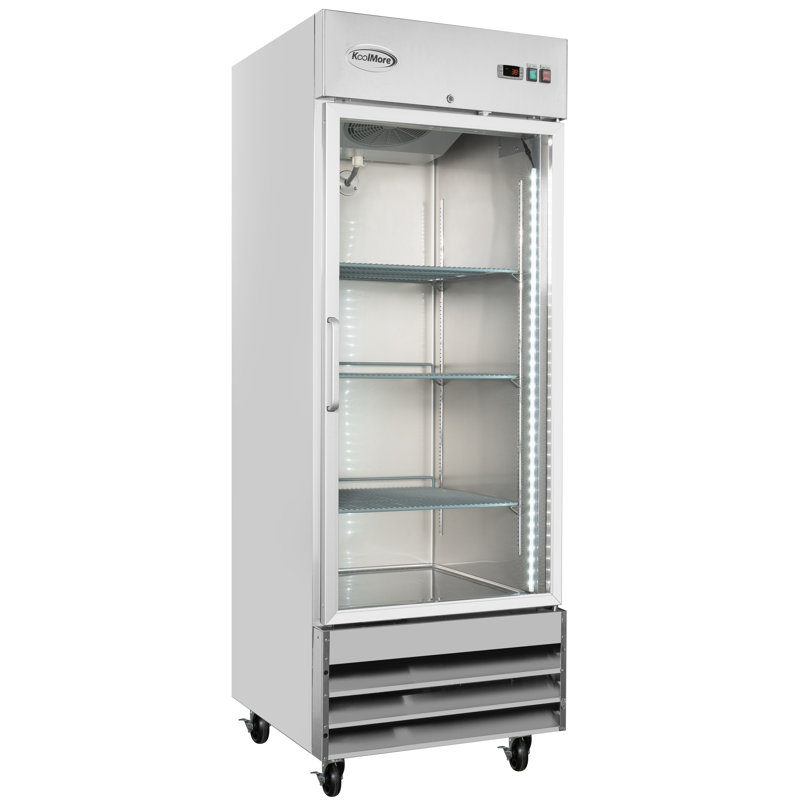 Réfrigérateur à porte simple en verre 29 po 29 po Pi. en acier inoxydable (RIR-1D-GD)