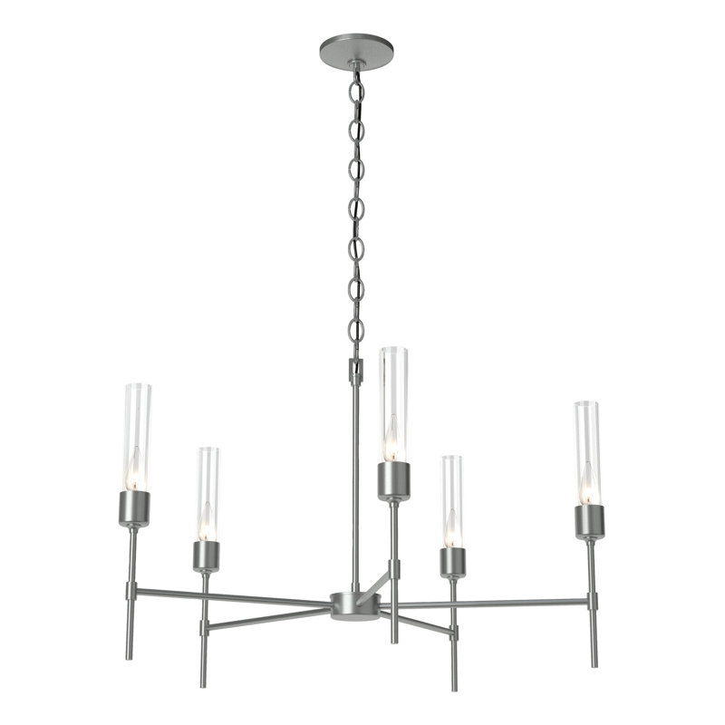 Vela 5 - Light Sputnik Sphere Chandelier, Vintage Platinum, Clear Glass