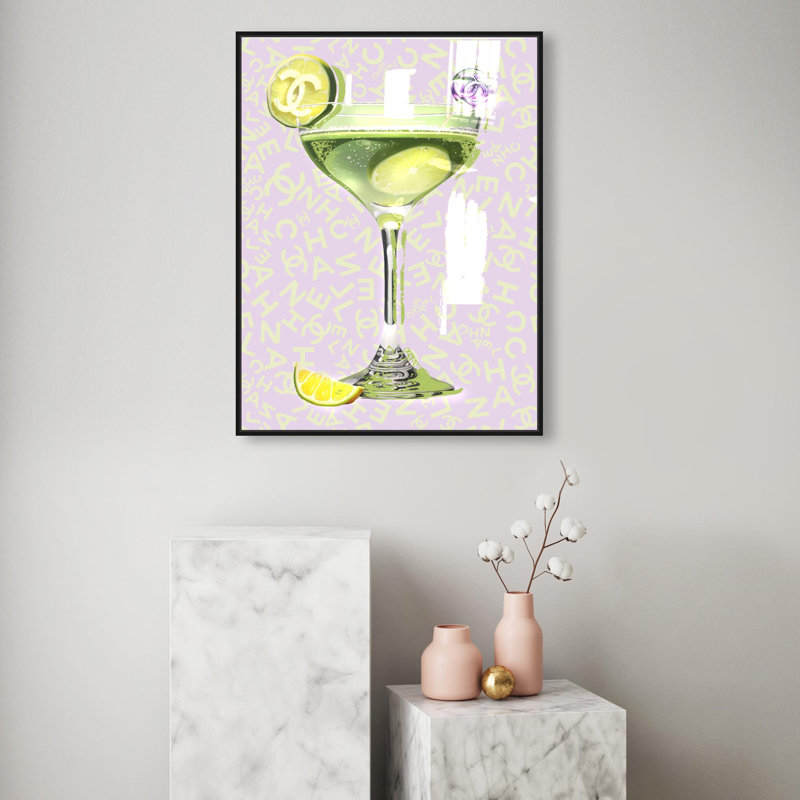 Oliver Gal Daiquiri Paris Glam & Bar - Hand-Applied Glass Coat Framed Canvas Art, Black, 30" H x 24" W