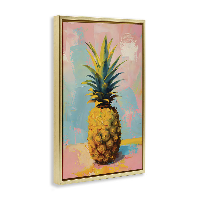 Cadre flottant Pineapple Dream over Pink Blue, design par LSR Design Studio, H 25 po x l 17 po