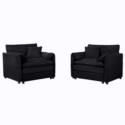 Oversized Chenille Oversized Accent Chair Set of 2, Comfy Single Sofa Chair with Large Seat , Modern Armchair Reading Chairs for Bedroom, Living Room,
