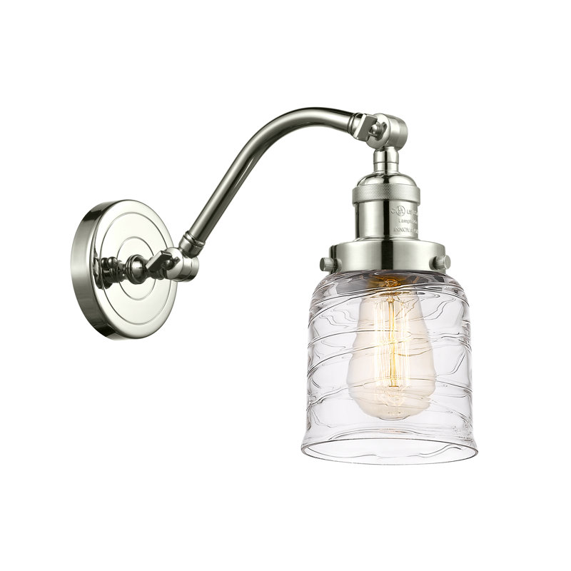 Applique murale 1 lumière 5 po Bell, Ampoule à DEL rétro de 6 watts, Grainé, Nickel poli