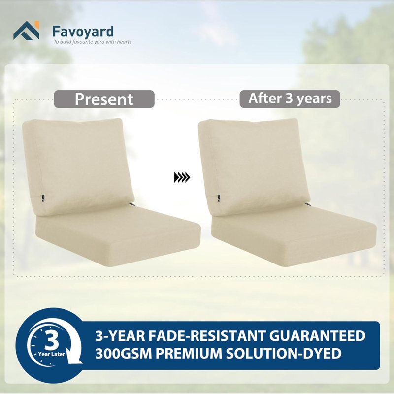 Deep Seat Patio Cushions Rainproof & Fadeness Furniture Cushion Set For Outdoor Chair Couch With Polyester-Linen Fabric & Removable Cover, Hidden Zipper And Adjustment Staps