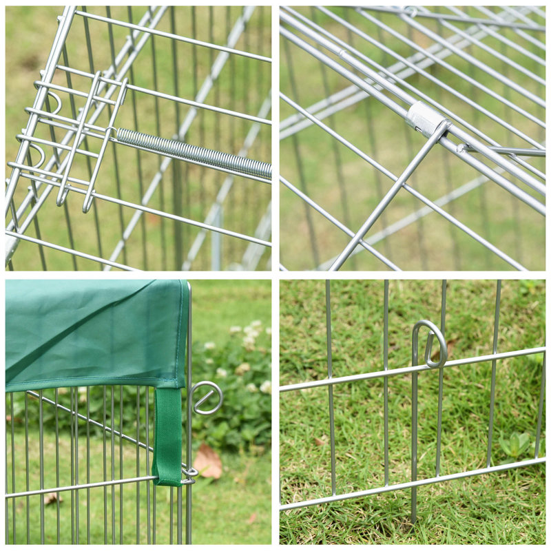 Silver Metal Outdoor Animal Playpen with Weatherproof Cover
