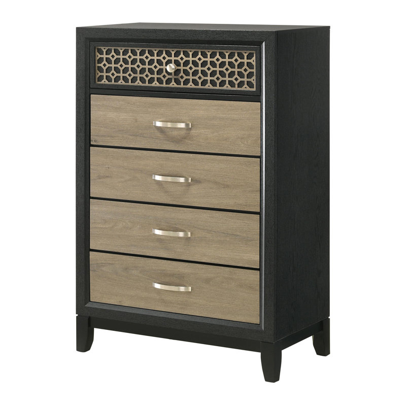 Commode de chambre à 5 tiroirs noire