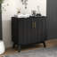 Buffet Mid-Century cannelé, pieds solides, tablettes réglables - noyer