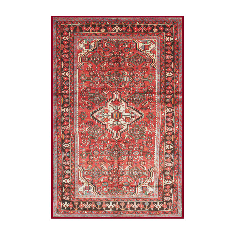 Tapis oriental orange / rouge / gris, Rectangle 6 pi x 9 pi