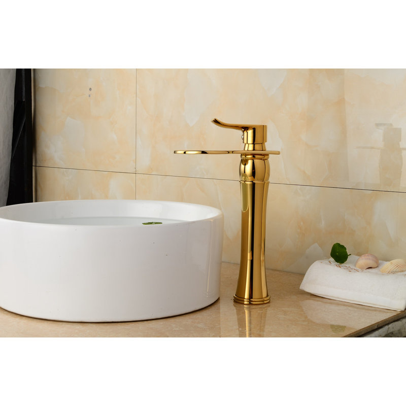 Single-Hole Single-handle Bathroom Faucet with Drain Assembly, Shing Polish Gold