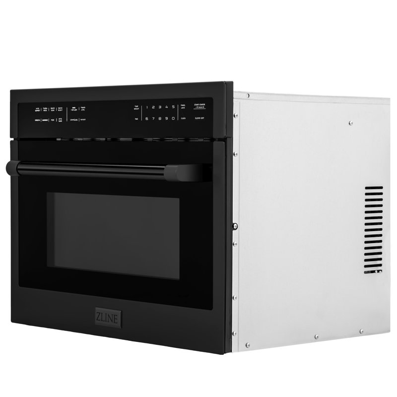 ZLINE 24 in. 1.6 cu ft. Convection Microwave Oven in Satin Steel with Speed and Sensor Cooking, Black Stainless Steel
