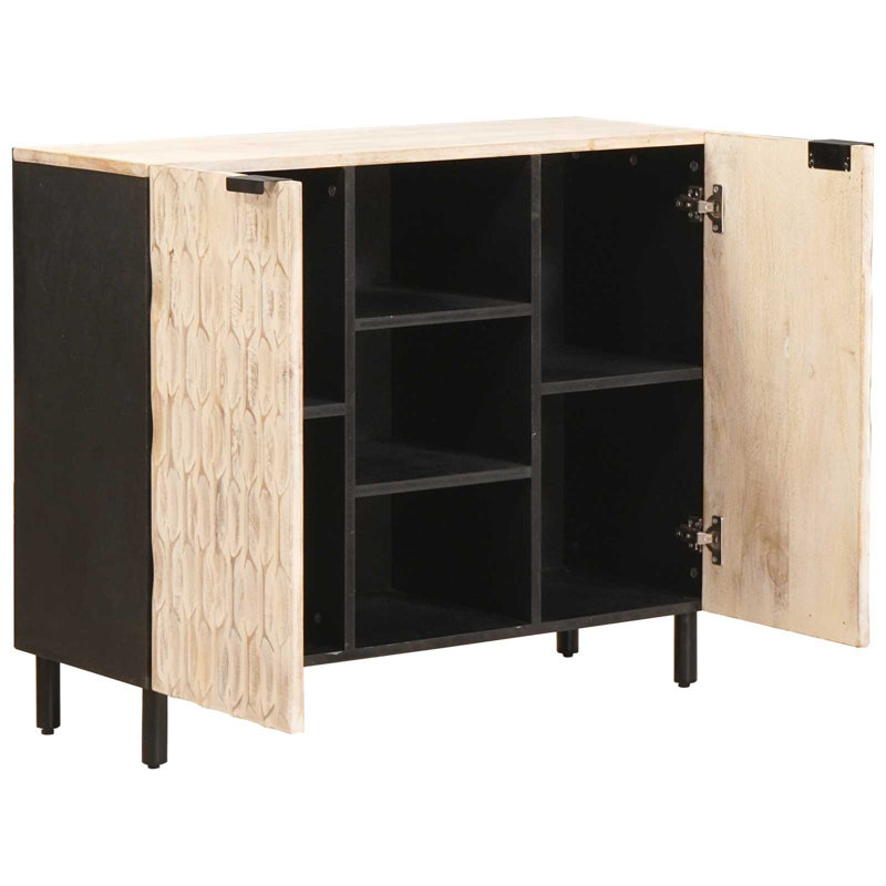90cm Sideboard, Black/White Wash 
