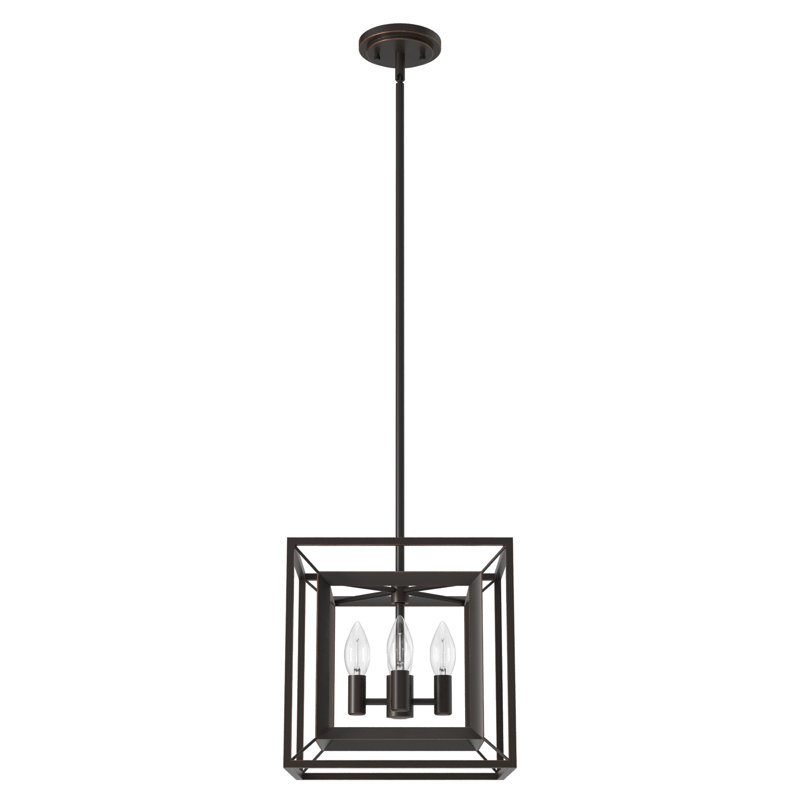 Doherty 12" Bronze and Glass 4-Light Pendant
