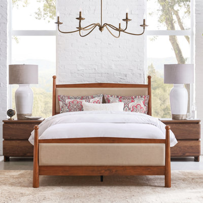 Ensemble de chambre à coucher 3 pièces avec lit plateforme tapissier et 2 tables de chevet Dorsen