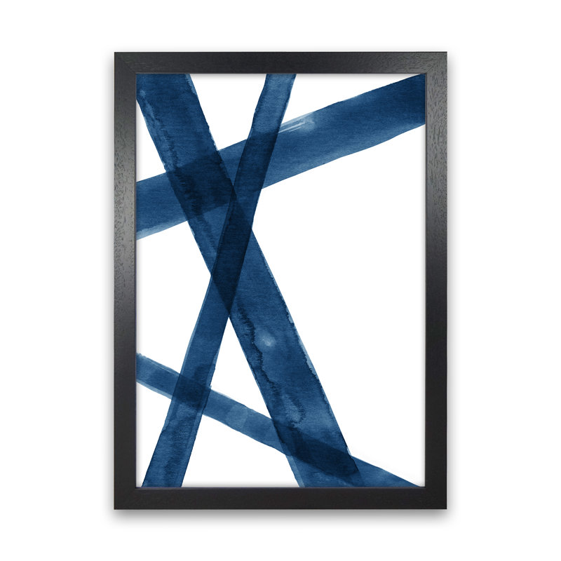 Watercolour Lines I - Blue - Print, Black Framed, 34cm H x 25cm W x 3cm D, Paper