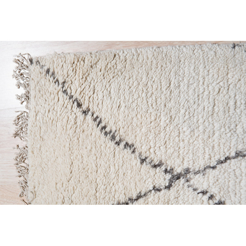 Tapis ivoire moderne en laine noué à la main, 9 pi x 12 pi