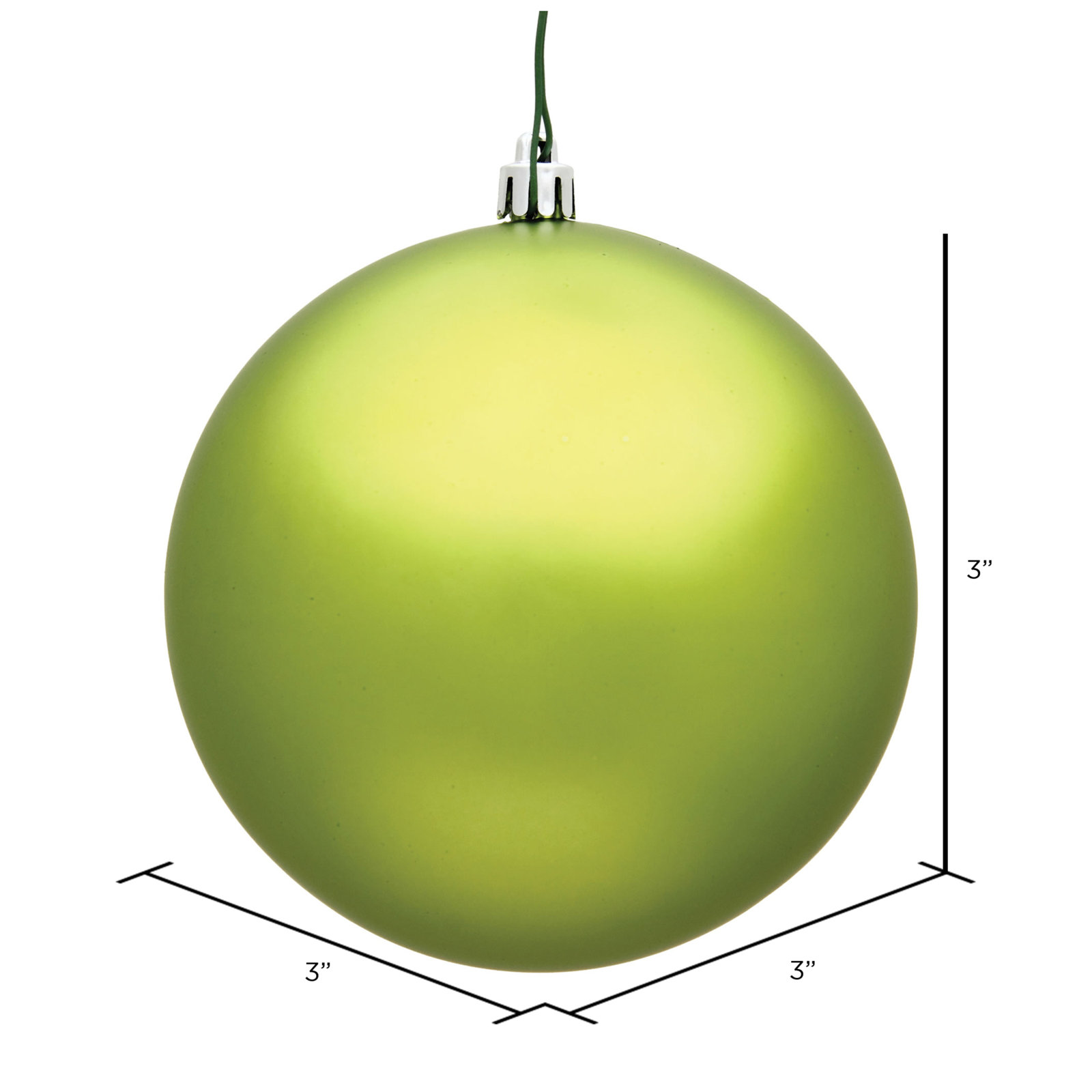 Holiday Décor Ball Ornament, Lime Matte, 3" H x 3" W x 3" D