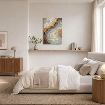 Tableau sur toile en mosaïque de carreaux tourbillonnants beiges et bleus