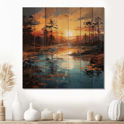 By The Lake Sunrise Reflections II - lac sur bois
