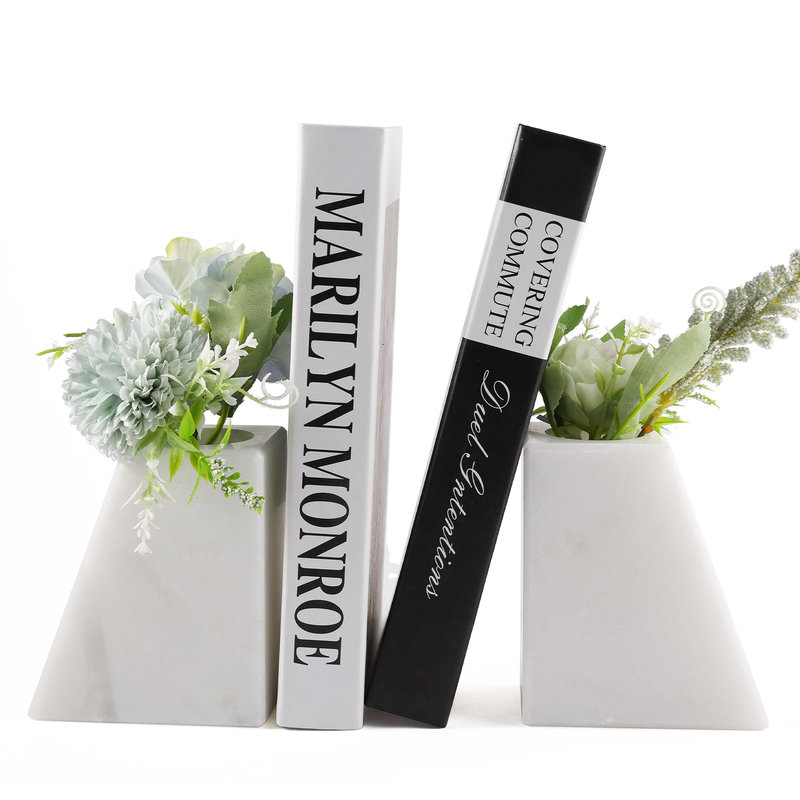 Marble Vase Bookends (Set of 2), White