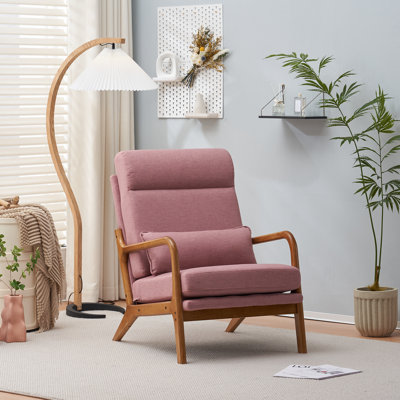 Fauteuil en bois massif l 25,6 po avec support lombaire Lemley 