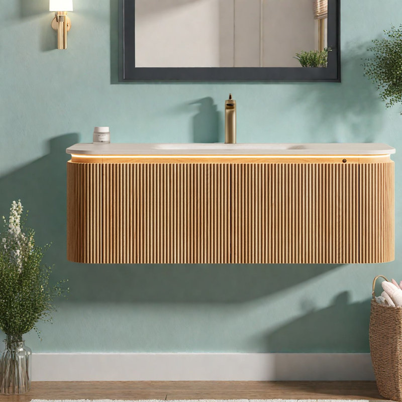 Meuble-lavabo et lavabo Modern Modern, grain de bois naturel, 48 po