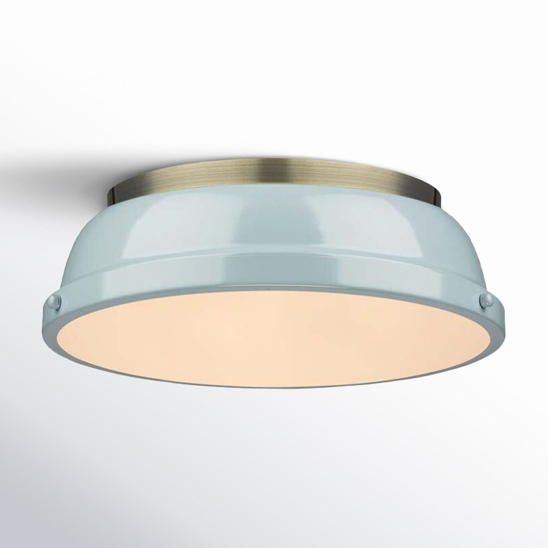 Calico Steel Flush Mount, Aged Brass, Seafoam